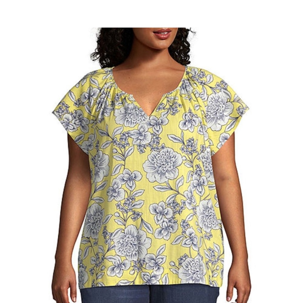 St. John's Bay Yellow Floral Blouse